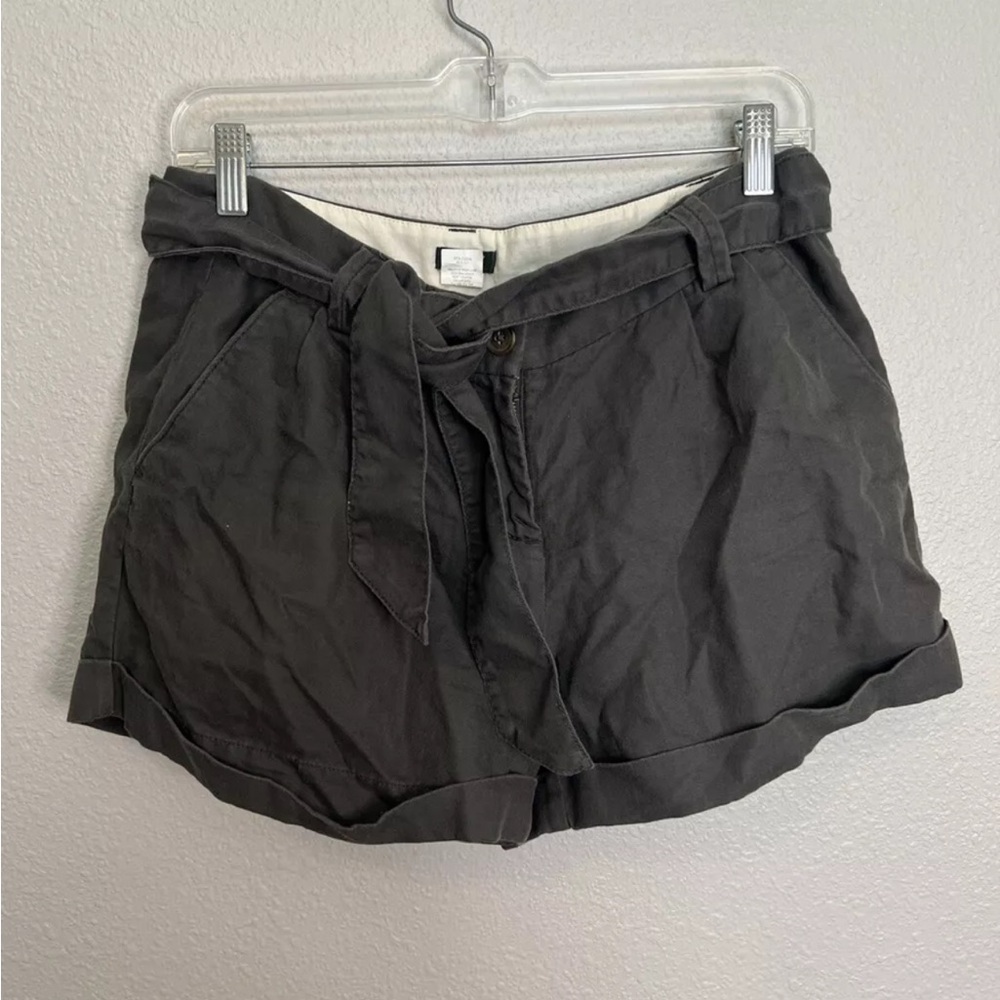 JCrew Factory Tie Waist Linen/Cotton Gray Cuffed Shorts Size 6
